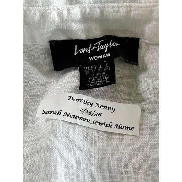 White Lord & Taylor Womens Linen Button-Up Shirt With Ruffled Sleeves - Picture 4 of 8